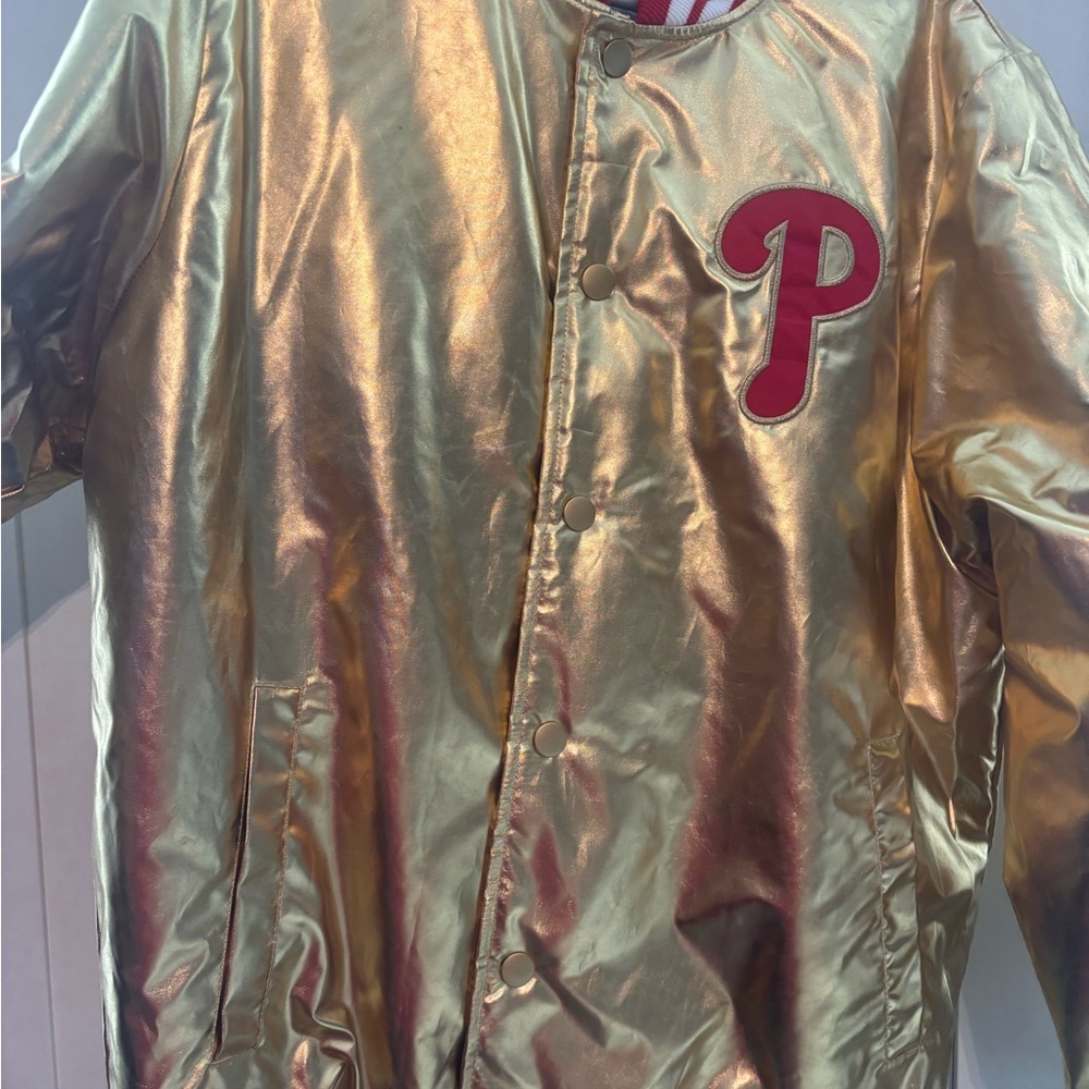 Gold Metallic Jacket with Red Logo